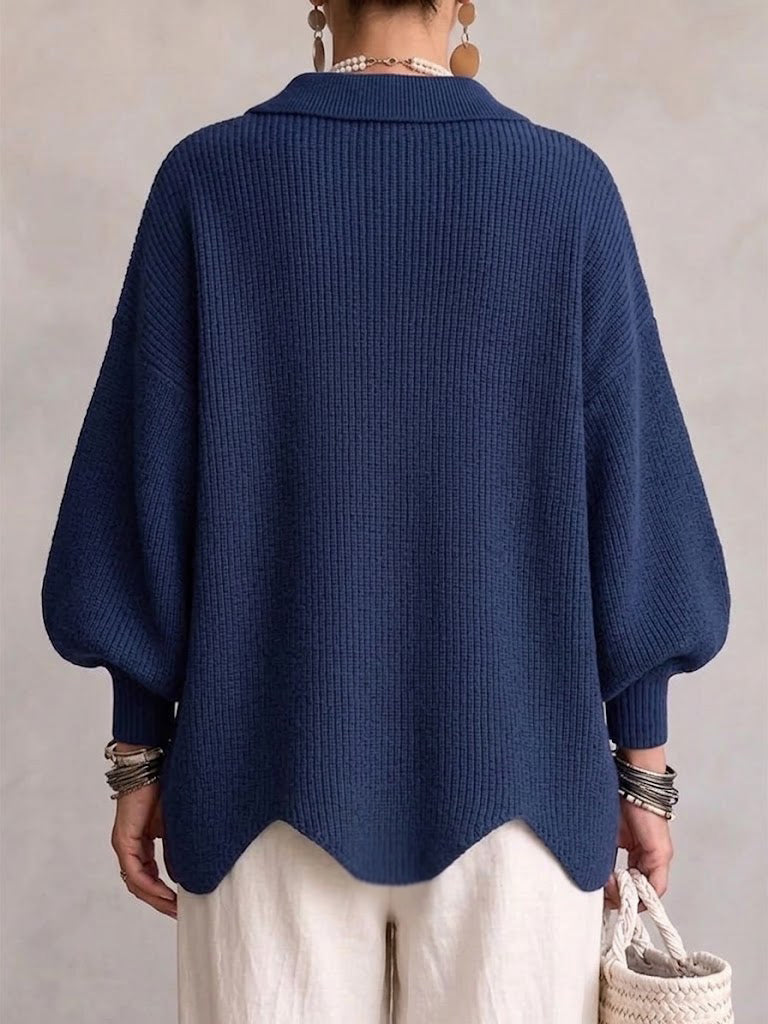 Kaelinae Oversized Cardigan Women — Heavyweight Knit Gold Buttons 2