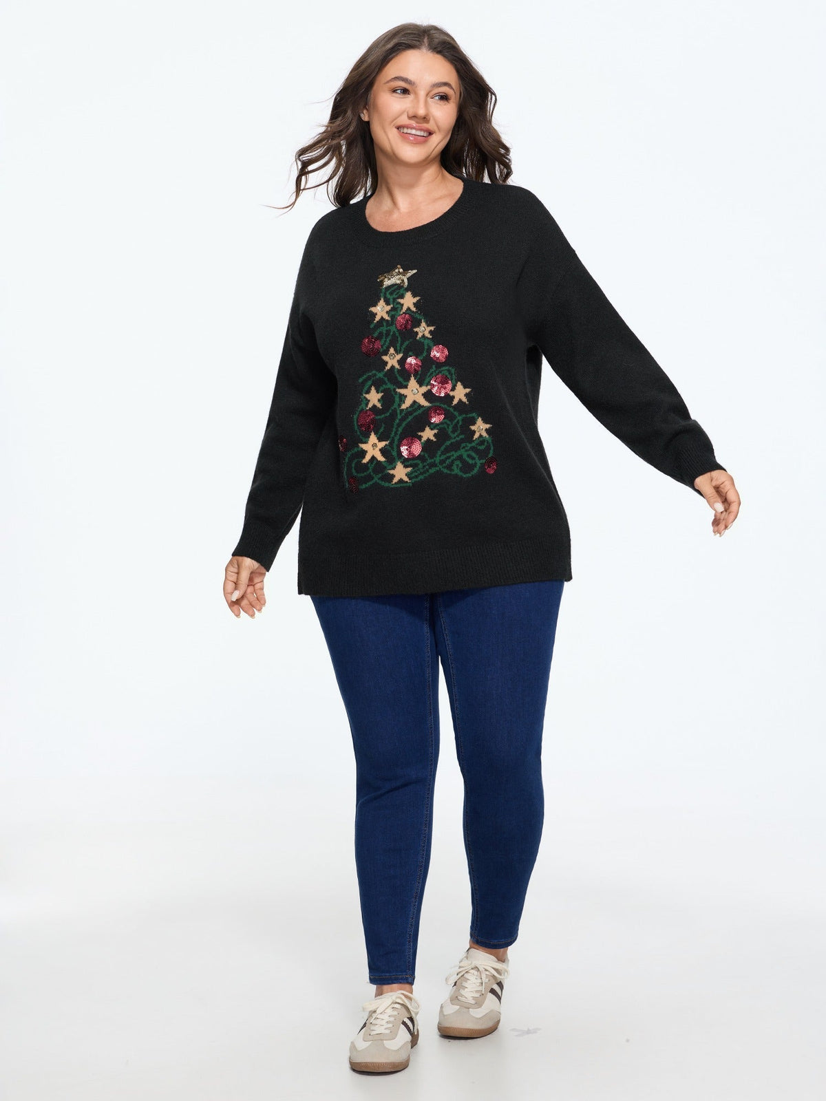 Weihnachtspullover Damen — Pailletten-Tannenbaum 5