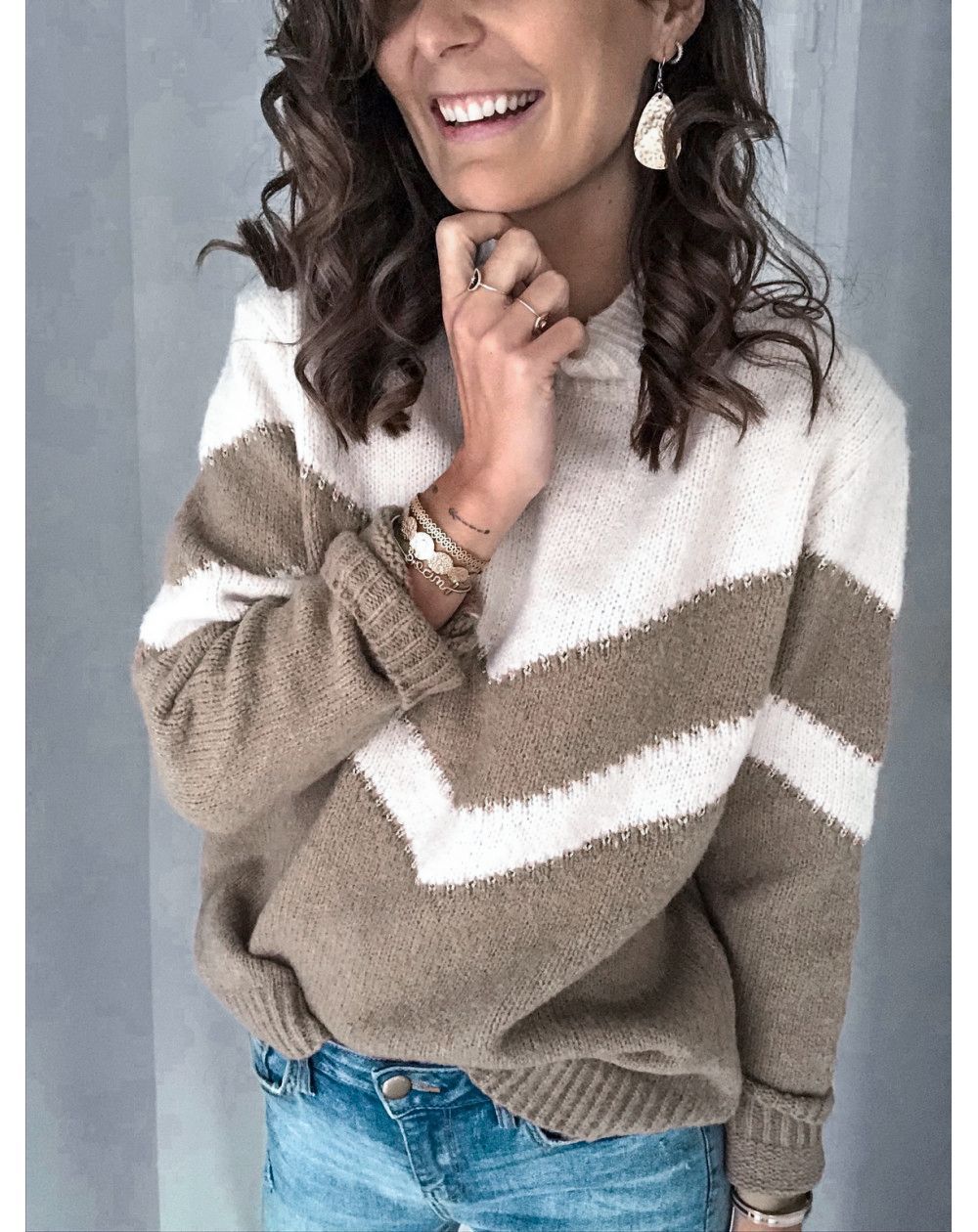 Women's Knit Sweater Chevron Pattern & Turtleneck — Cozy 4