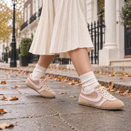 Retro Damen Sneaker mit Schnürung in Rosa