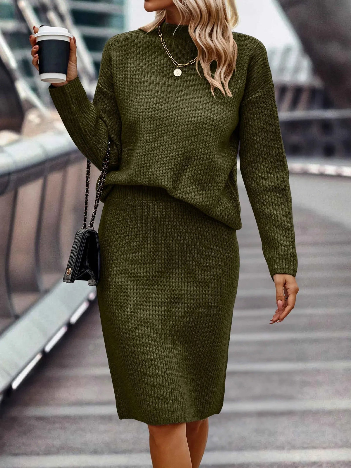 Strick Zweiteiler Damen — Pullover & Rock Set 6