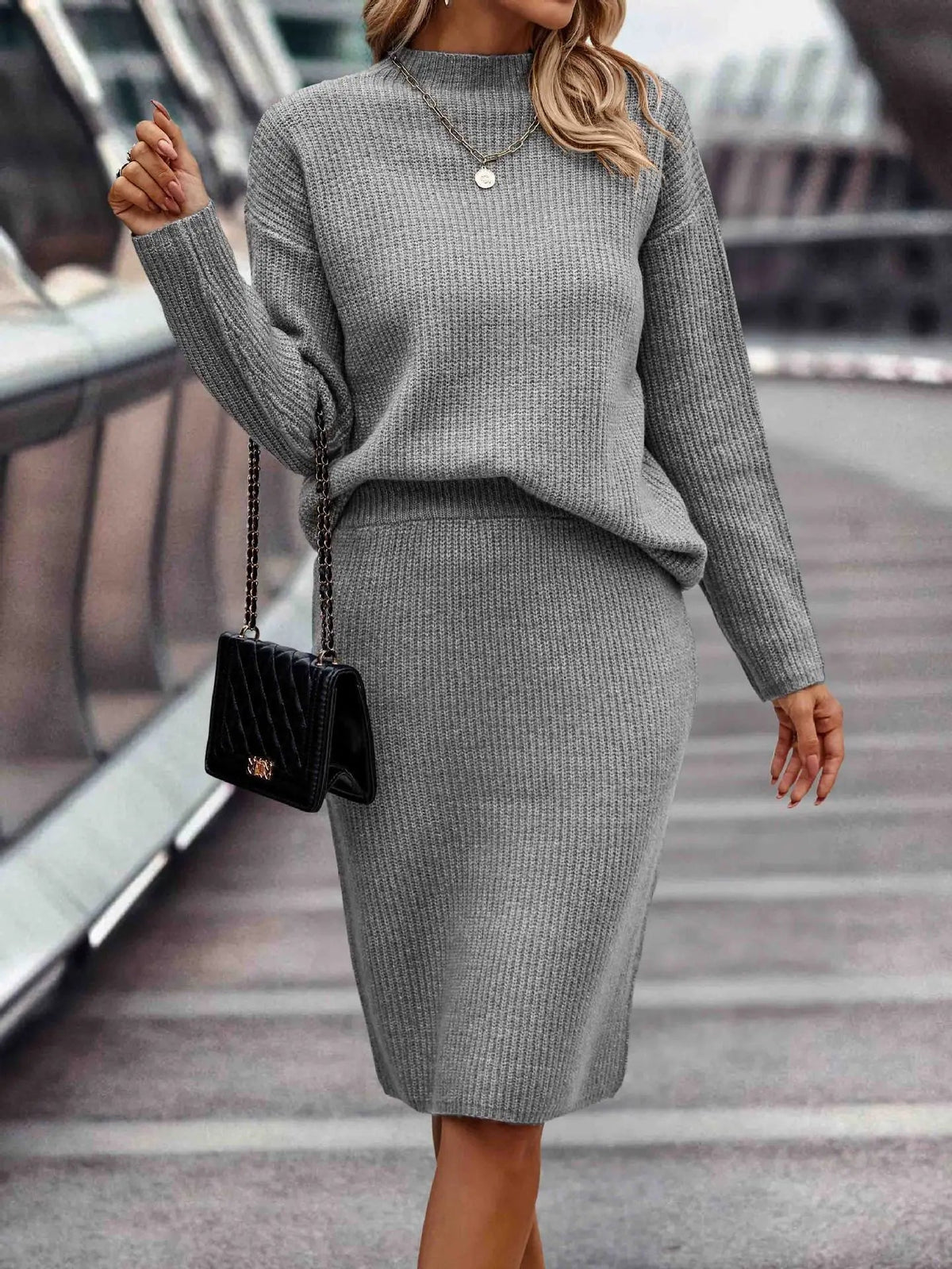 Strick Zweiteiler Damen — Pullover & Rock Set 7