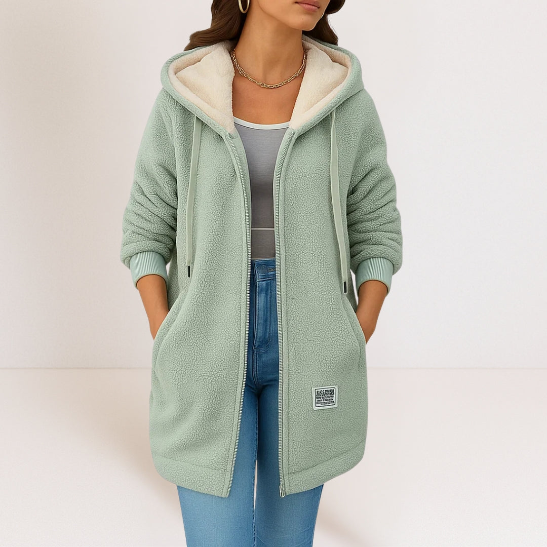 Teddy Fleecejacke Damen mit Kapuze — Lang & Warm 2