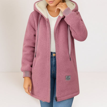 Teddy Fleecejacke Damen mit Kapuze — Lang & Warm 3