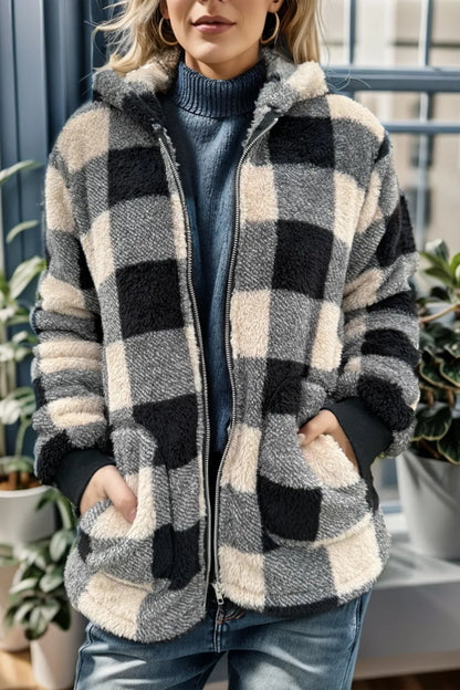 Women's Sherpa Teddy Coat — Hooded Full-Length Zip 3