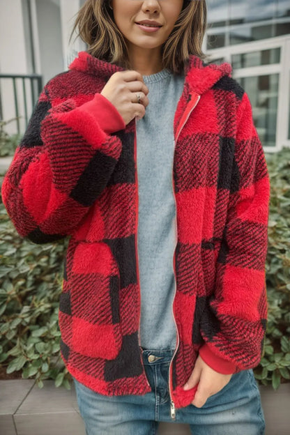 Women's Sherpa Teddy Coat — Hooded Full-Length Zip 2