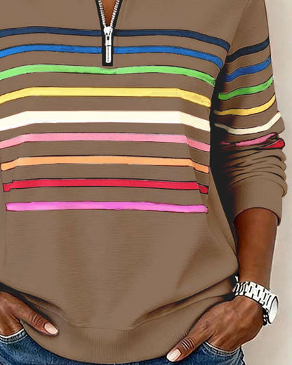 Troyer Damen mit Streifen — Half-Zip Sweatshirt 10