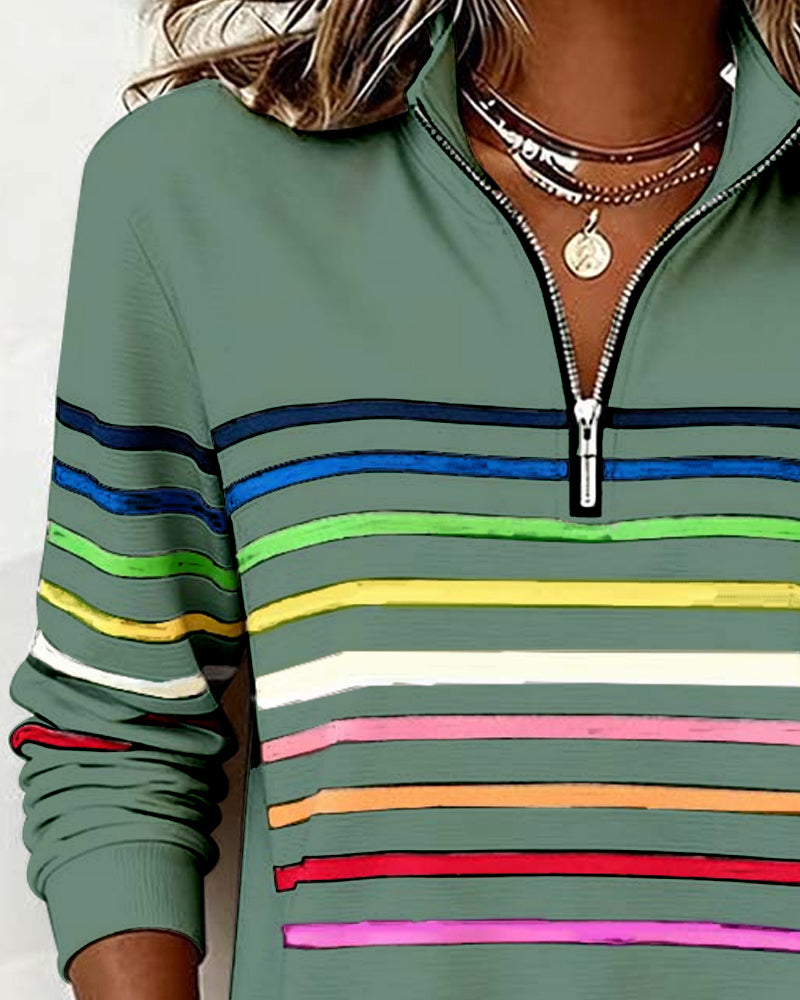 Troyer Damen mit Streifen — Half-Zip Sweatshirt 11
