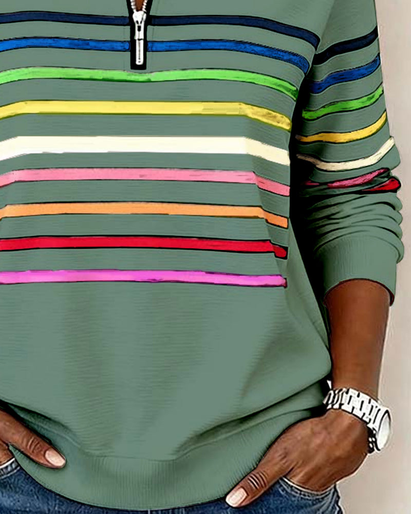 Troyer Damen mit Streifen — Half-Zip Sweatshirt 12
