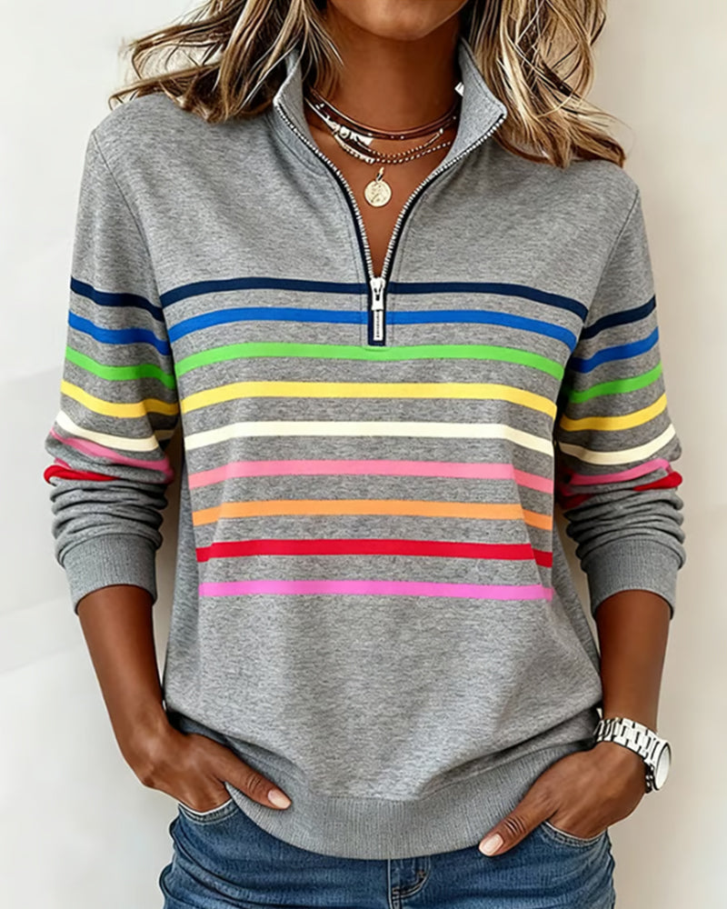 Troyer Damen mit Streifen — Half-Zip Sweatshirt 13