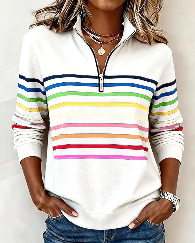 Troyer Damen mit Streifen — Half-Zip Sweatshirt 14