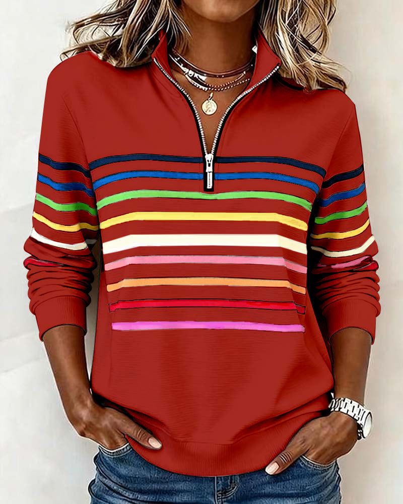 Troyer Damen mit Streifen — Half-Zip Sweatshirt 16