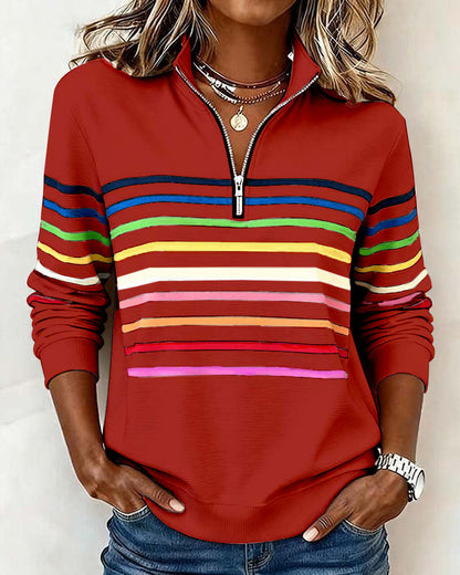 Troyer Damen mit Streifen — Half-Zip Sweatshirt 16