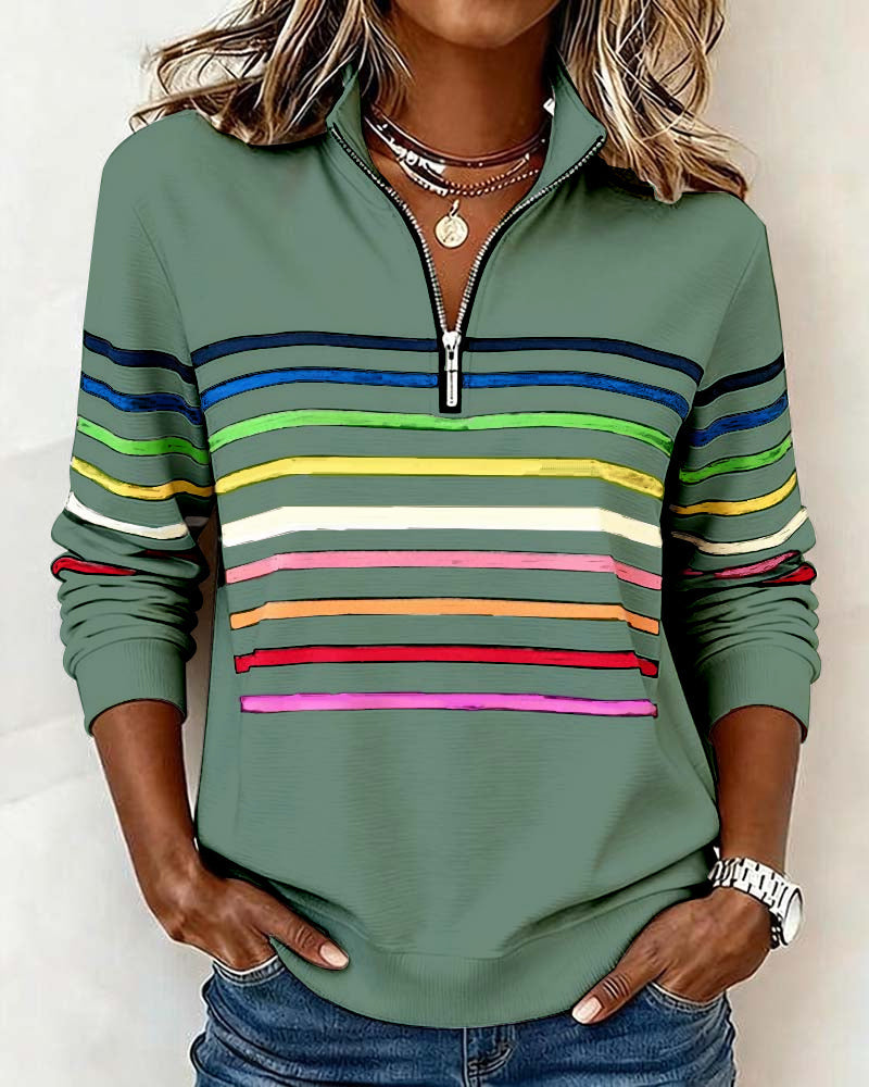 Troyer Damen mit Streifen — Half-Zip Sweatshirt 18