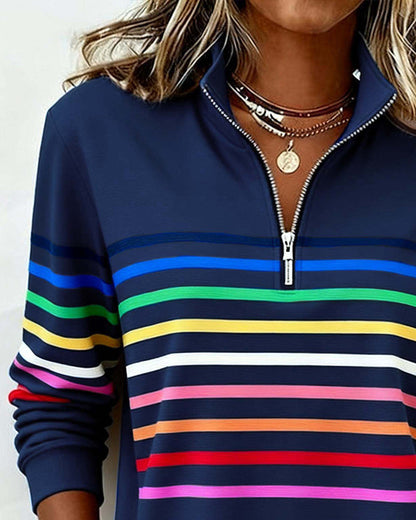 Troyer Damen mit Streifen — Half-Zip Sweatshirt 3