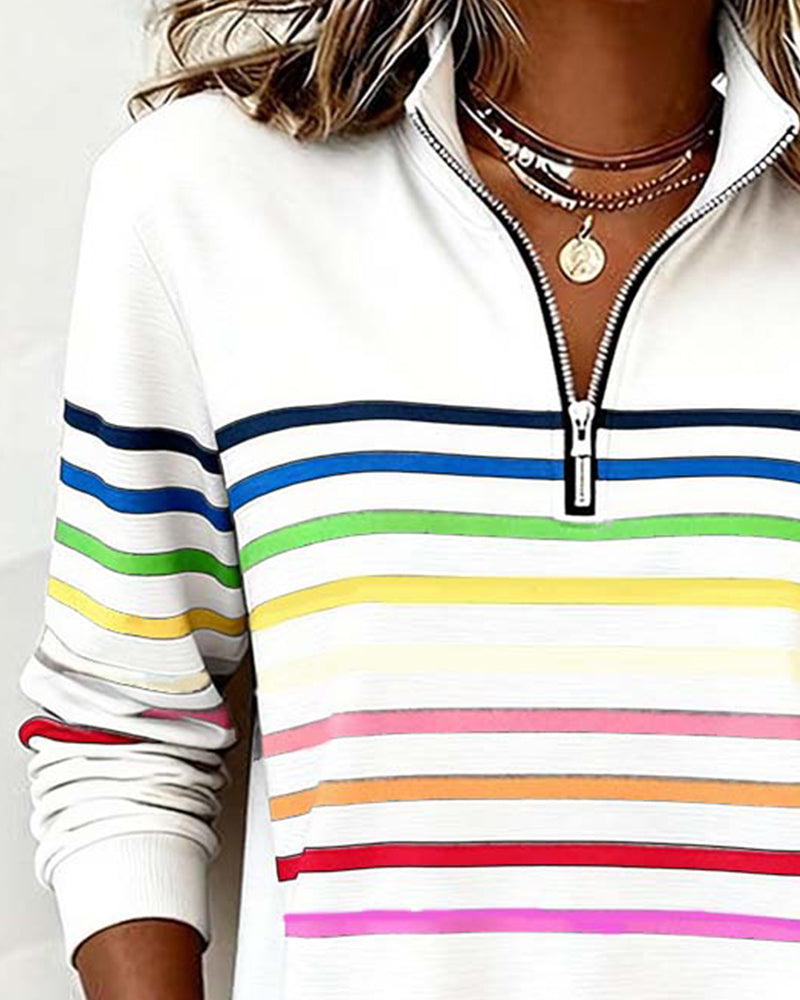 Troyer Damen mit Streifen — Half-Zip Sweatshirt 5
