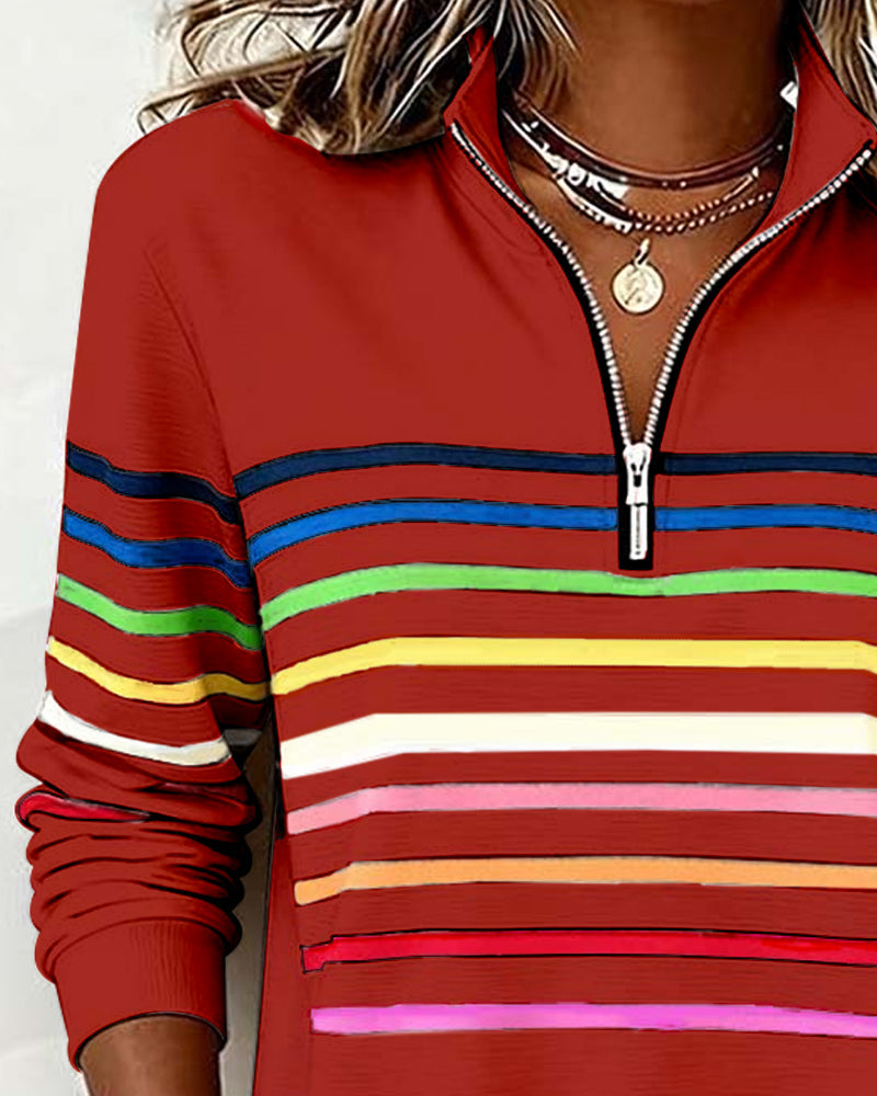 Troyer Damen mit Streifen — Half-Zip Sweatshirt 7