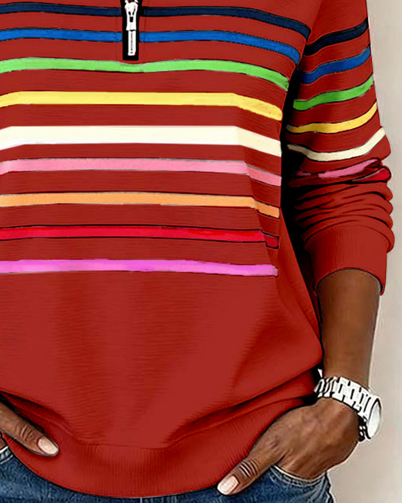 Troyer Damen mit Streifen — Half-Zip Sweatshirt 8