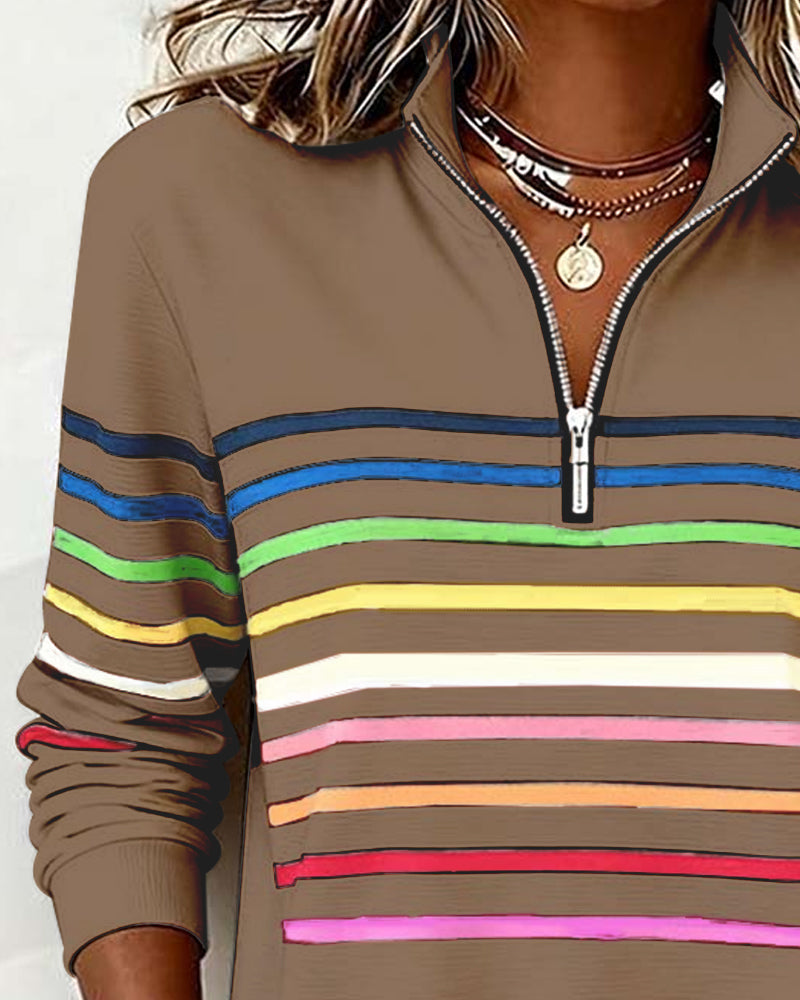 Troyer Damen mit Streifen — Half-Zip Sweatshirt 9