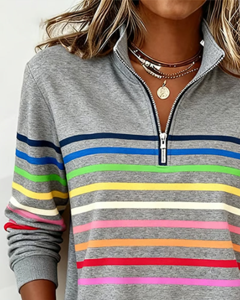 Troyer Damen mit Streifen — Half-Zip Sweatshirt 1