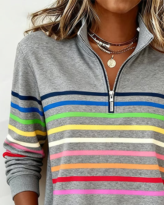 Troyer Damen mit Streifen — Half-Zip Sweatshirt 1