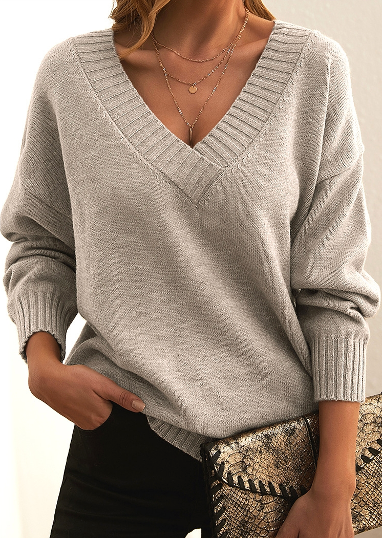 V-Ausschnitt Pullover Damen — Kaschmir-Optik 5