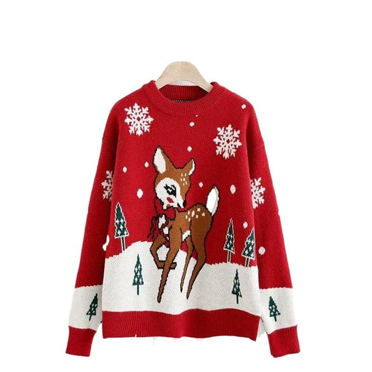 Weihnachtspullover Damen mit Reh — Festlicher Strick 1