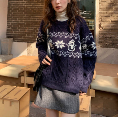 Weihnachtspullover Damen — Zopfmuster & Schneemann 4