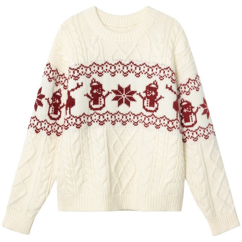 Weihnachtspullover Damen — Zopfmuster & Schneemann 5