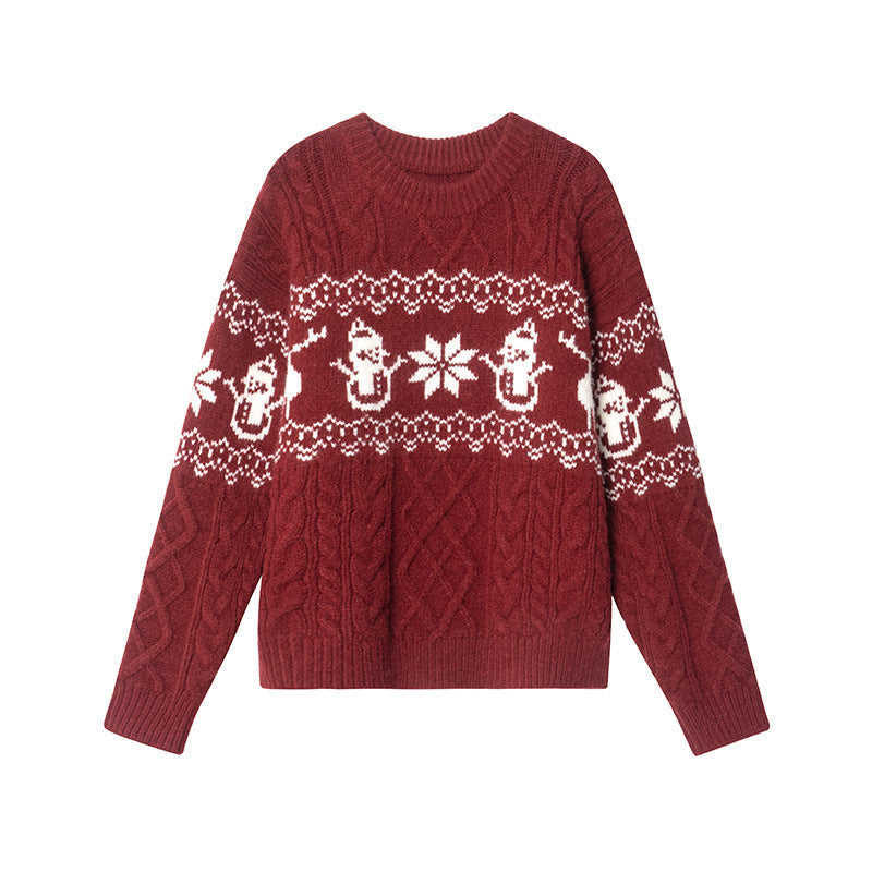 Weihnachtspullover Damen — Zopfmuster & Schneemann 6