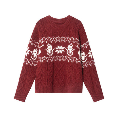 Weihnachtspullover Damen — Zopfmuster & Schneemann 6