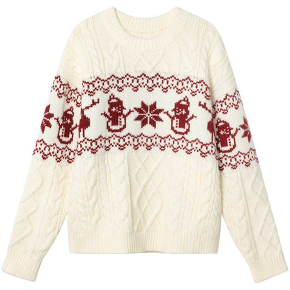 Weihnachtspullover Damen — Zopfmuster & Schneemann 7