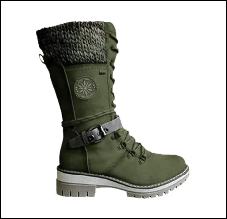 Women's Winter Lace-Up Boots — Knit Cuff Mid-Calf 4