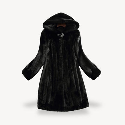 Wintermantel Damen aus Kunstfell — mit Kapuze 6