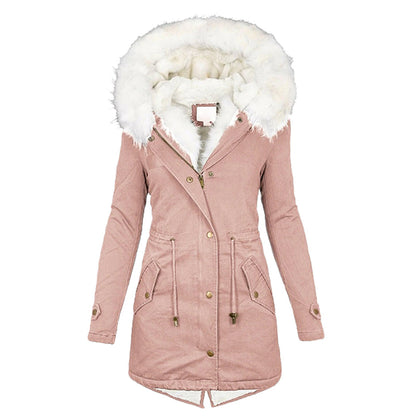 Winterparka Damen mit Kunstfell-Kapuze 12
