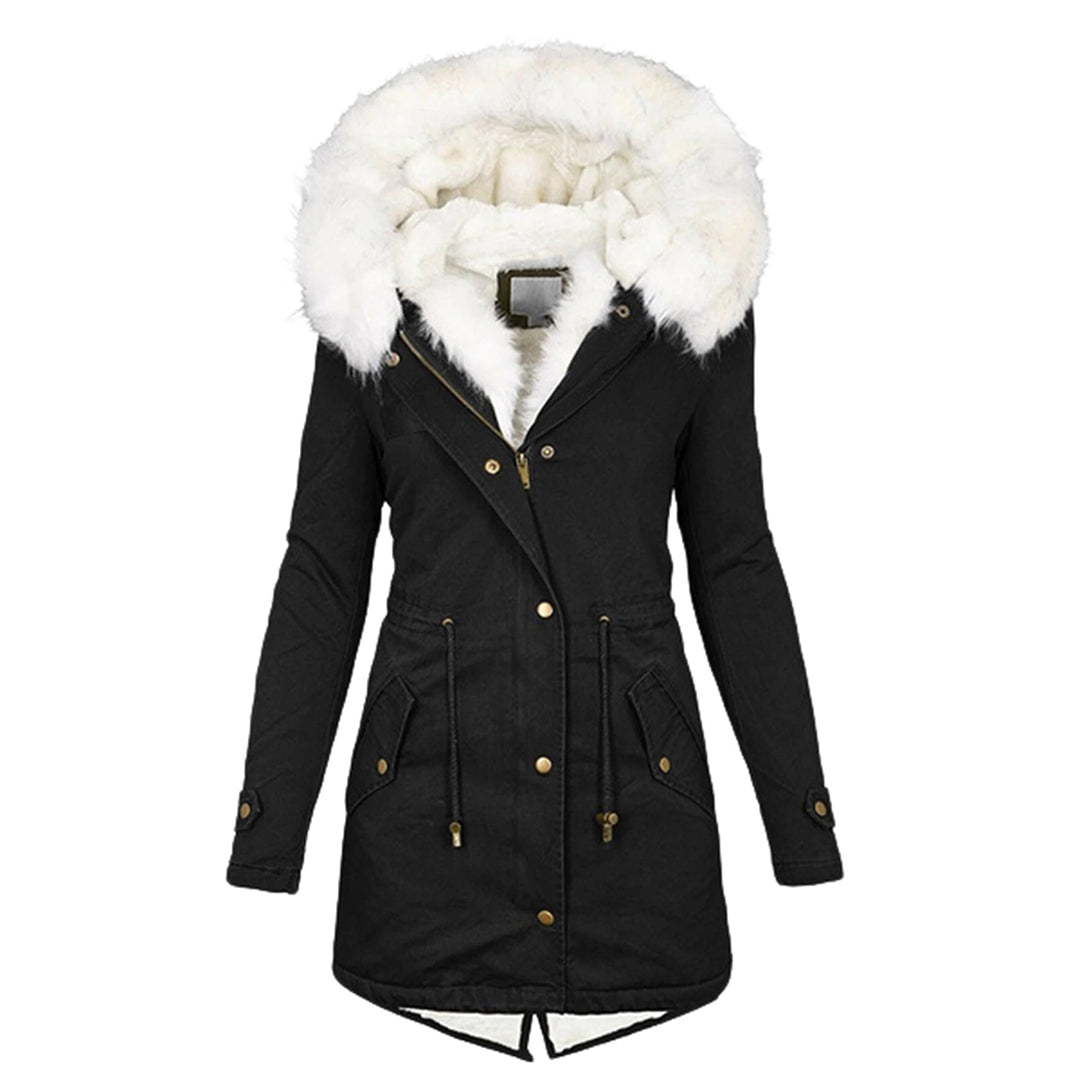 Winterparka Damen mit Kunstfell-Kapuze 9