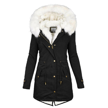 Winterparka Damen mit Kunstfell-Kapuze 9