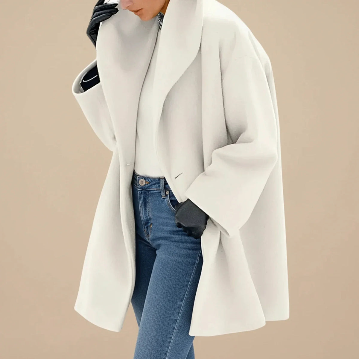 Women's Midi Winter Coat A-Line — Oversized Swing Coat 3