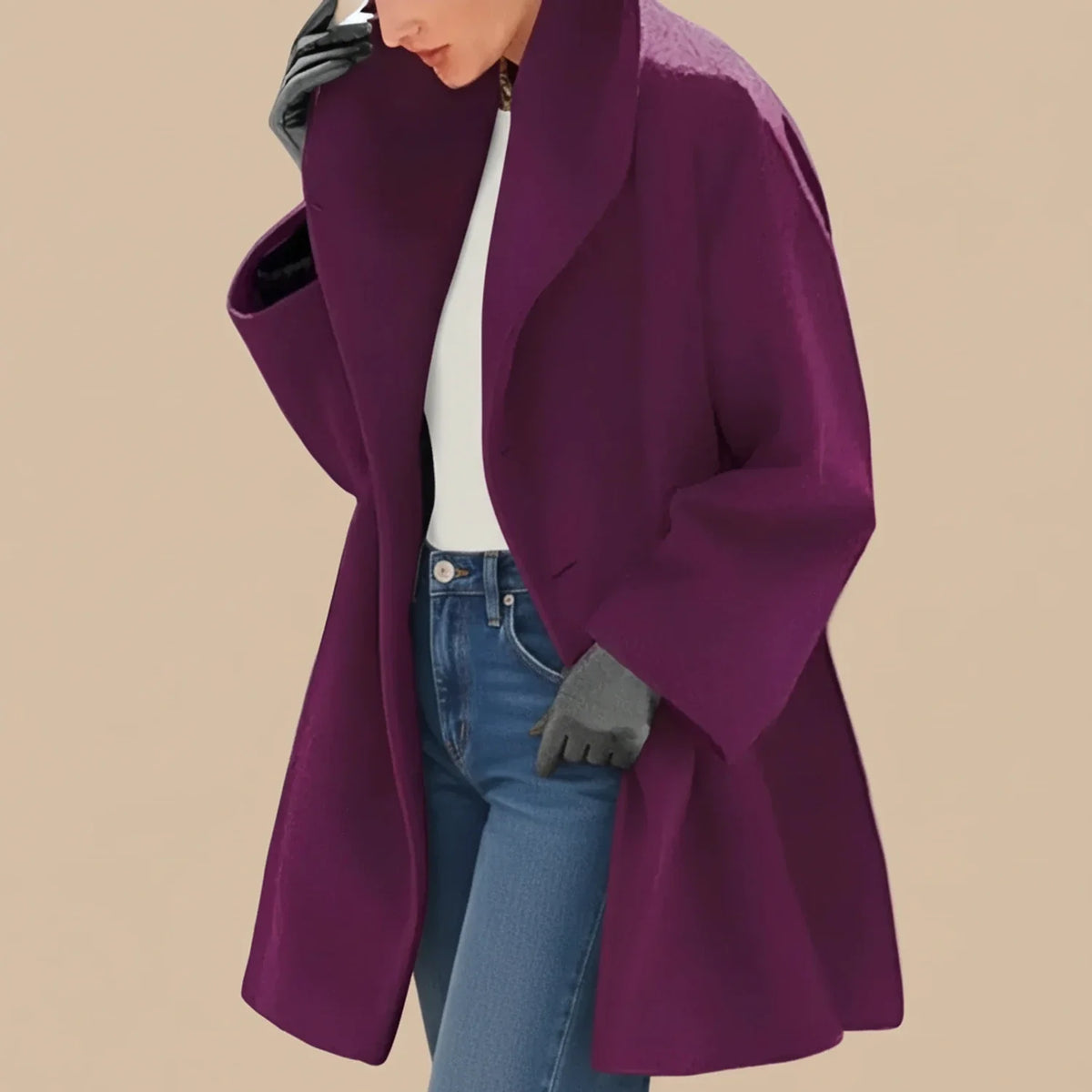 Women's Midi Winter Coat A-Line — Oversized Swing Coat 5