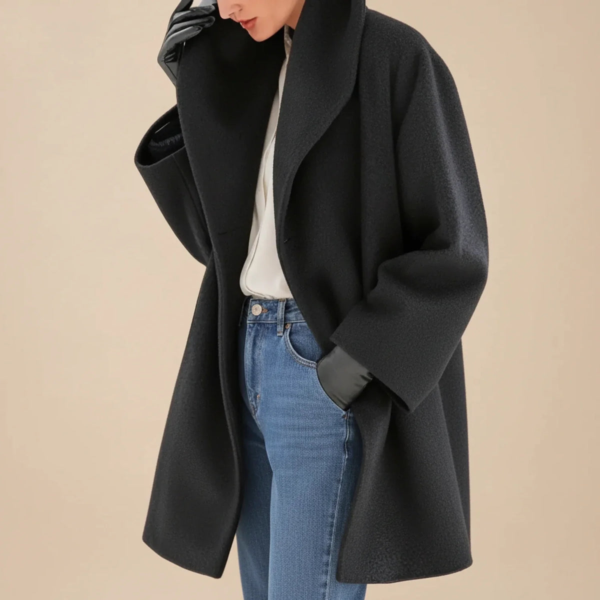 Women's Midi Winter Coat A-Line — Oversized Swing Coat 6