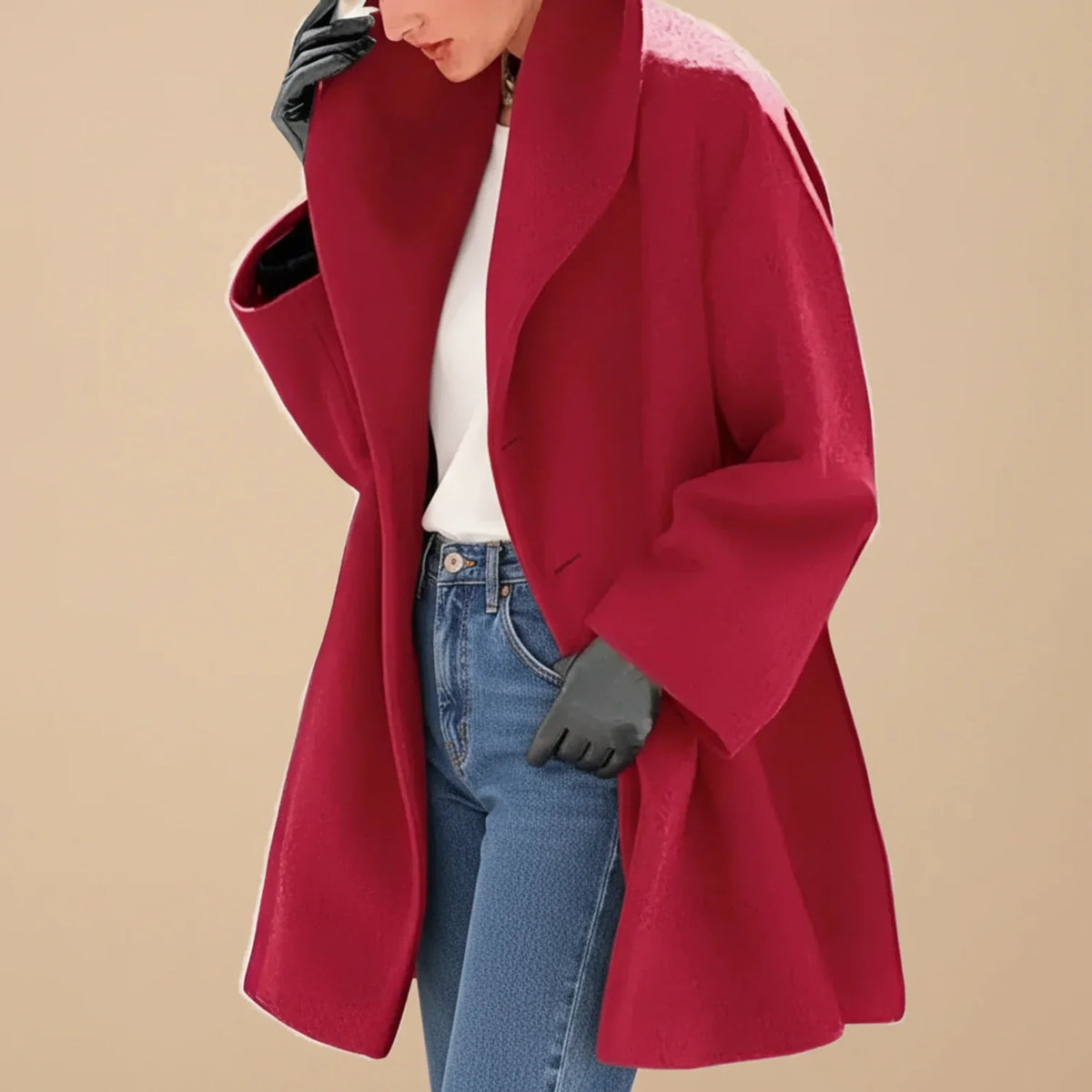 Women's Midi Winter Coat A-Line — Oversized Swing Coat 4