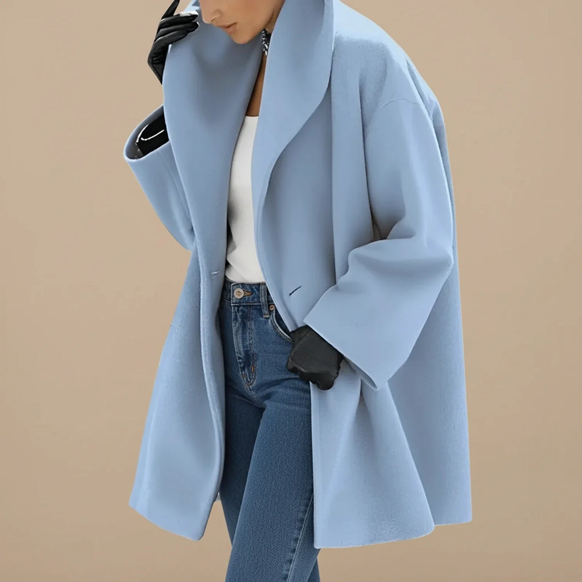Women's Midi Winter Coat A-Line — Oversized Swing Coat 2