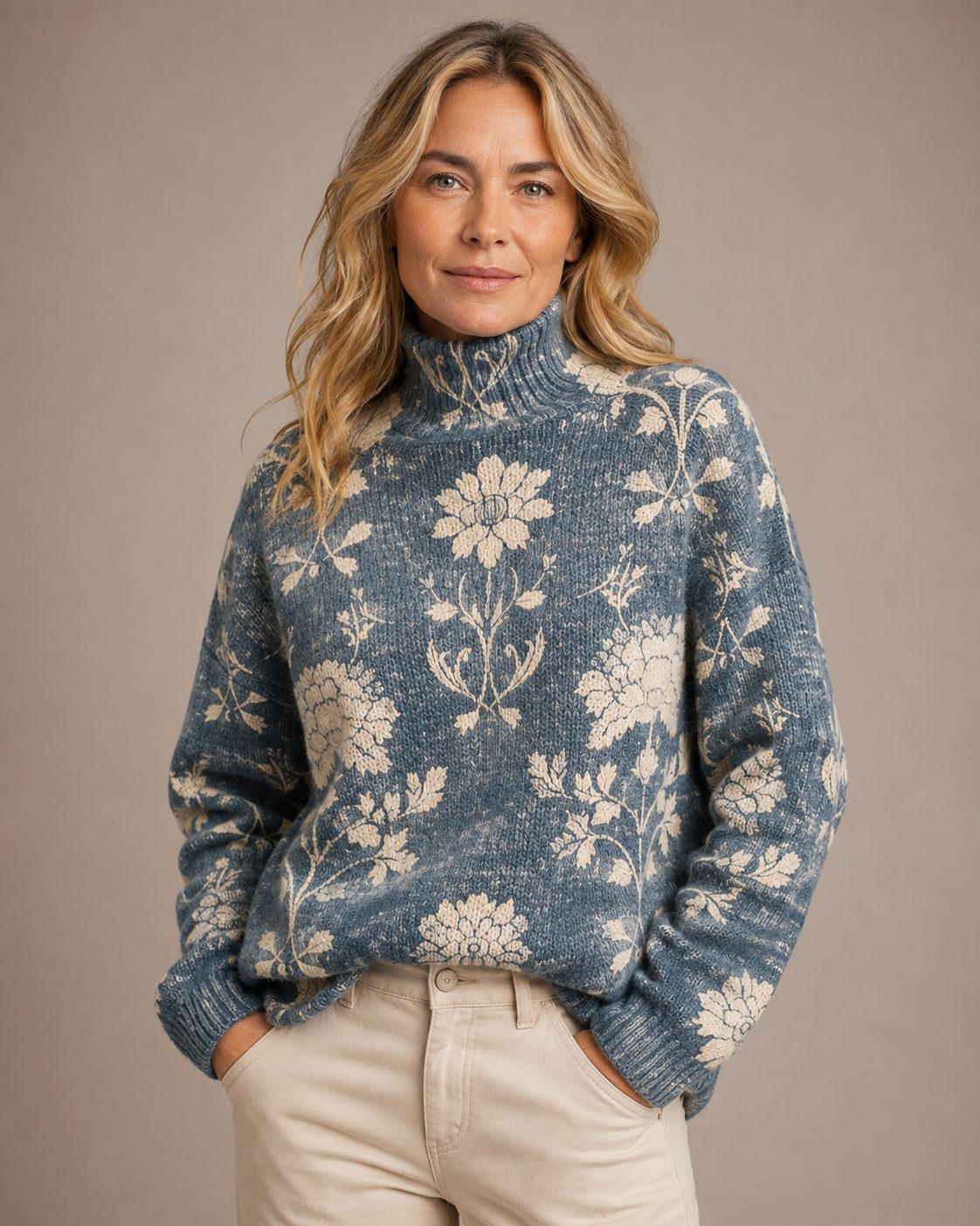 Jackyee – Damen – Grobstrick – Rollkragenpullover