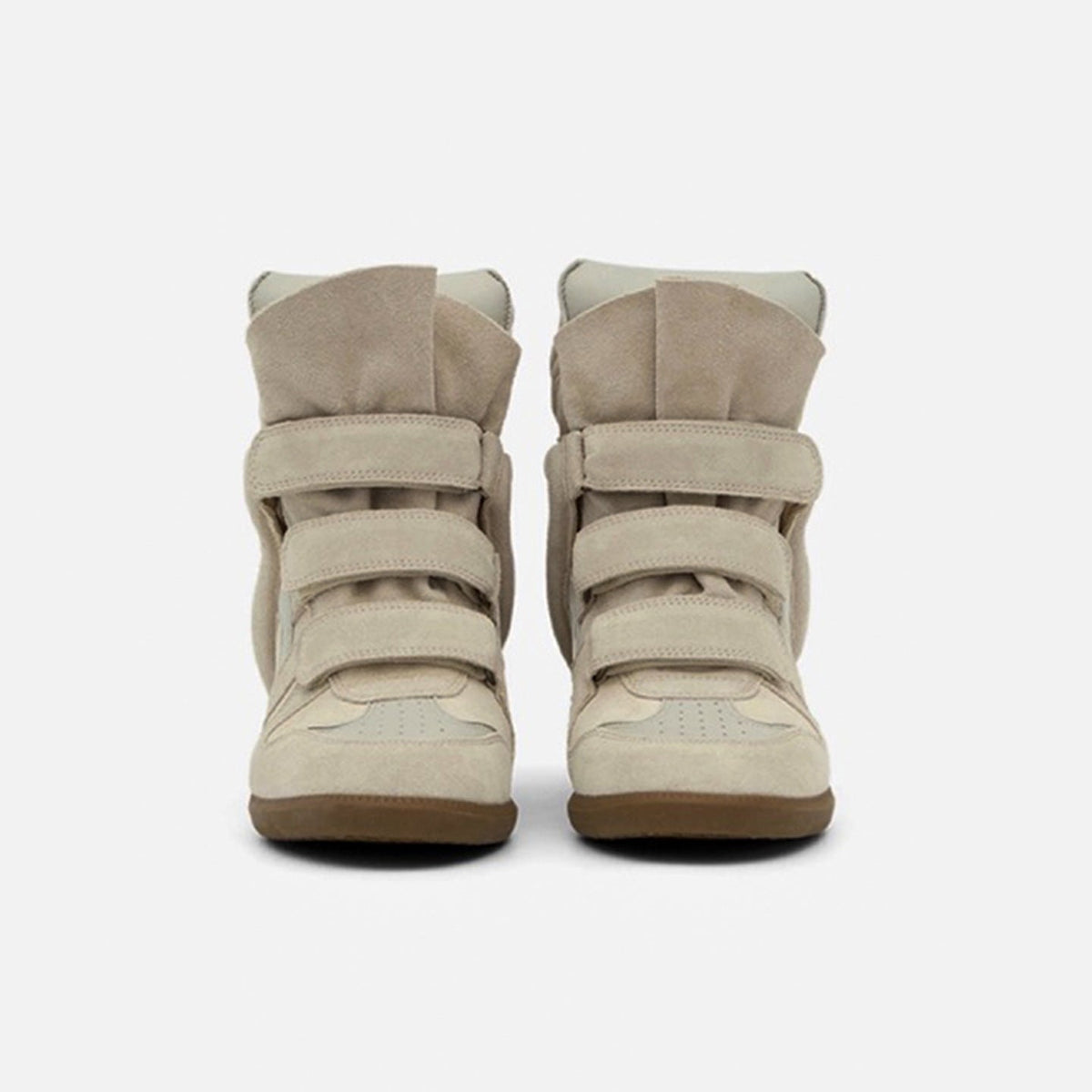Women's Hidden Wedge High-Top Sneakers — Suede Look Velcro 3