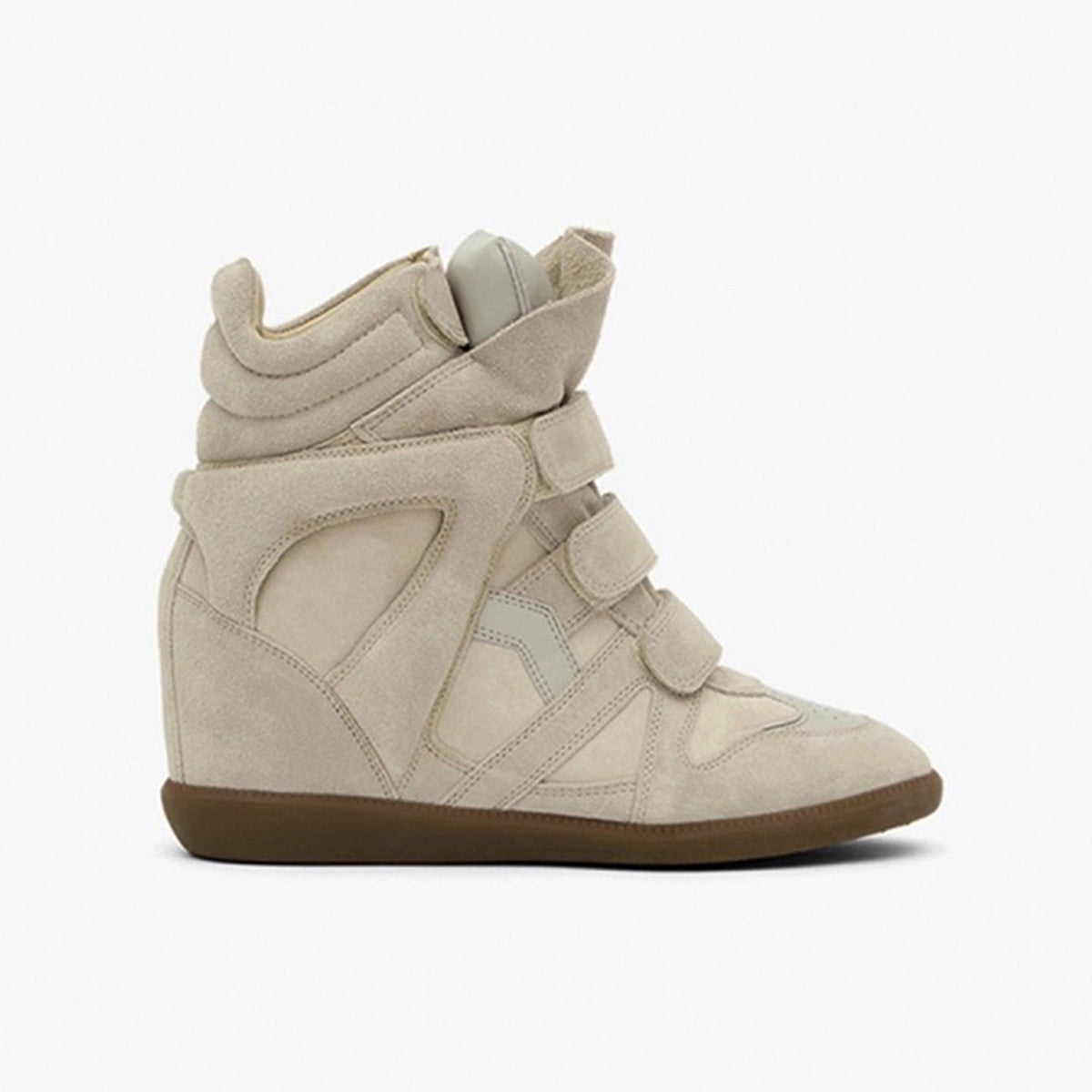 Women's Hidden Wedge High-Top Sneakers — Suede Look Velcro 2