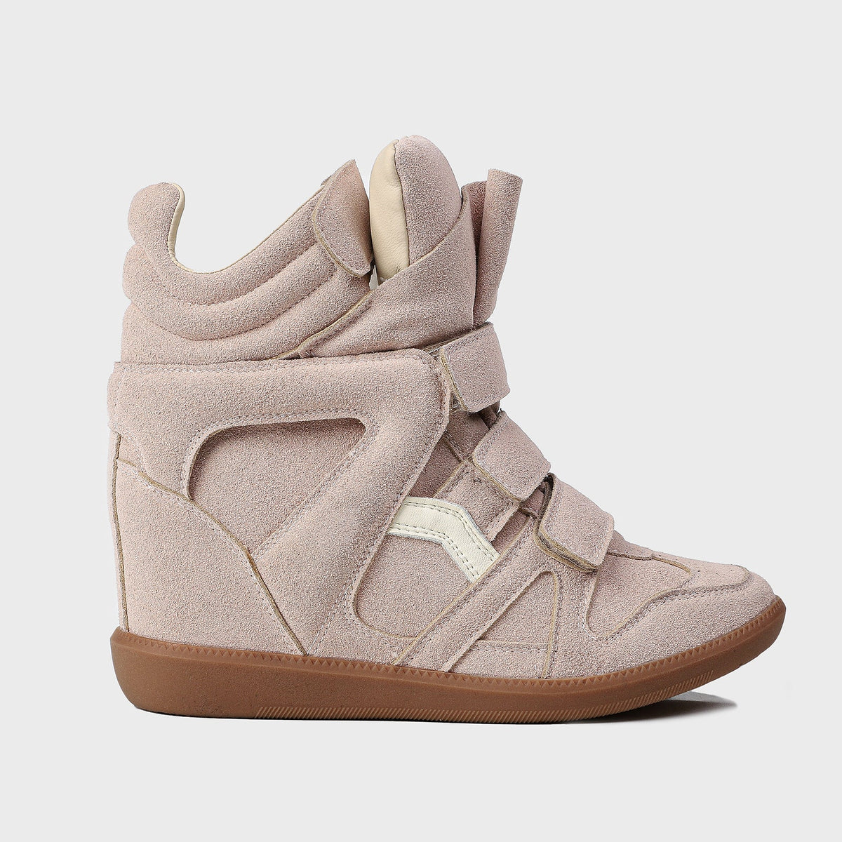 Women's Hidden Wedge High-Top Sneakers — Suede Look Velcro 9