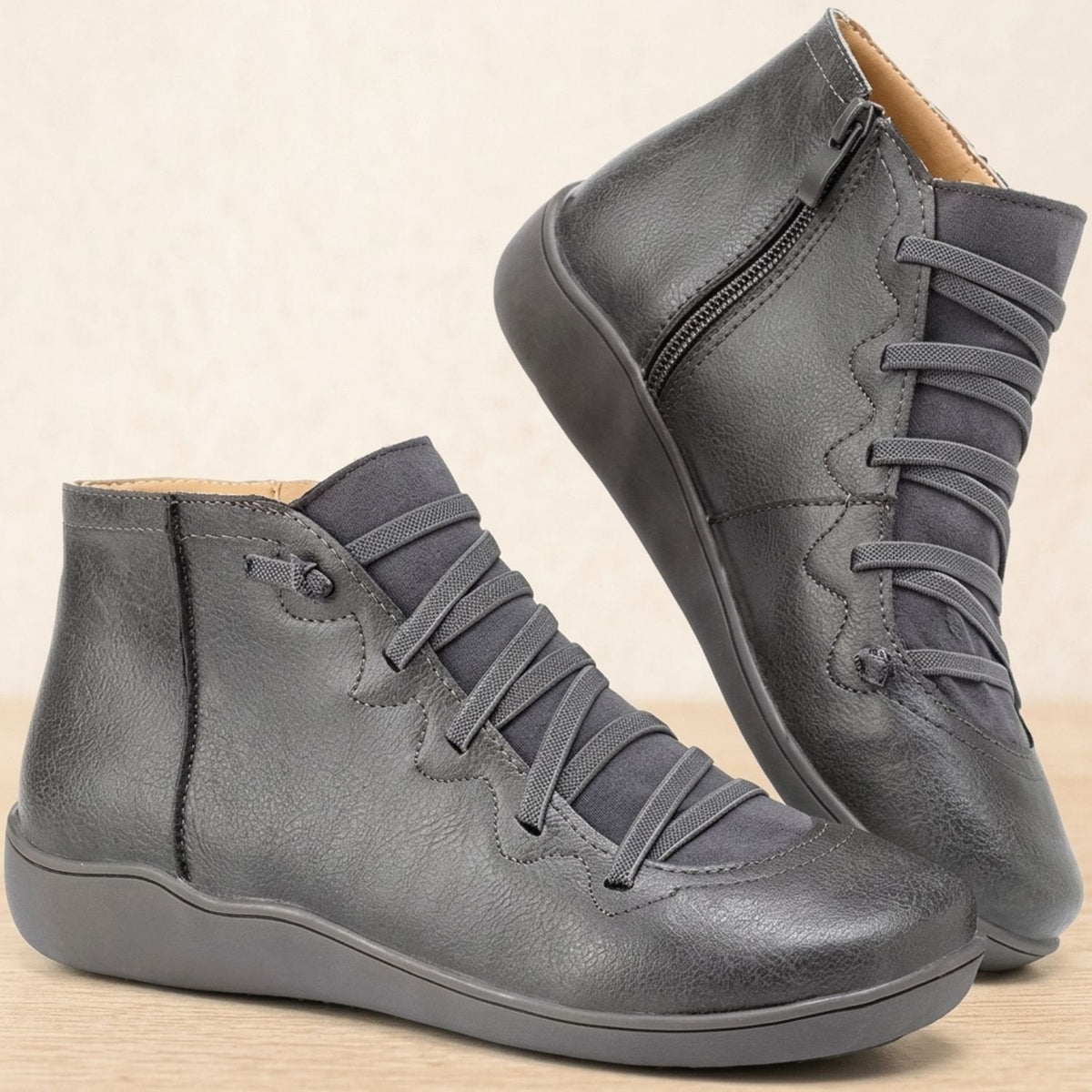 Women's Orthopedic Ankle Boots — Side Zip Lace-Up Comfort 4