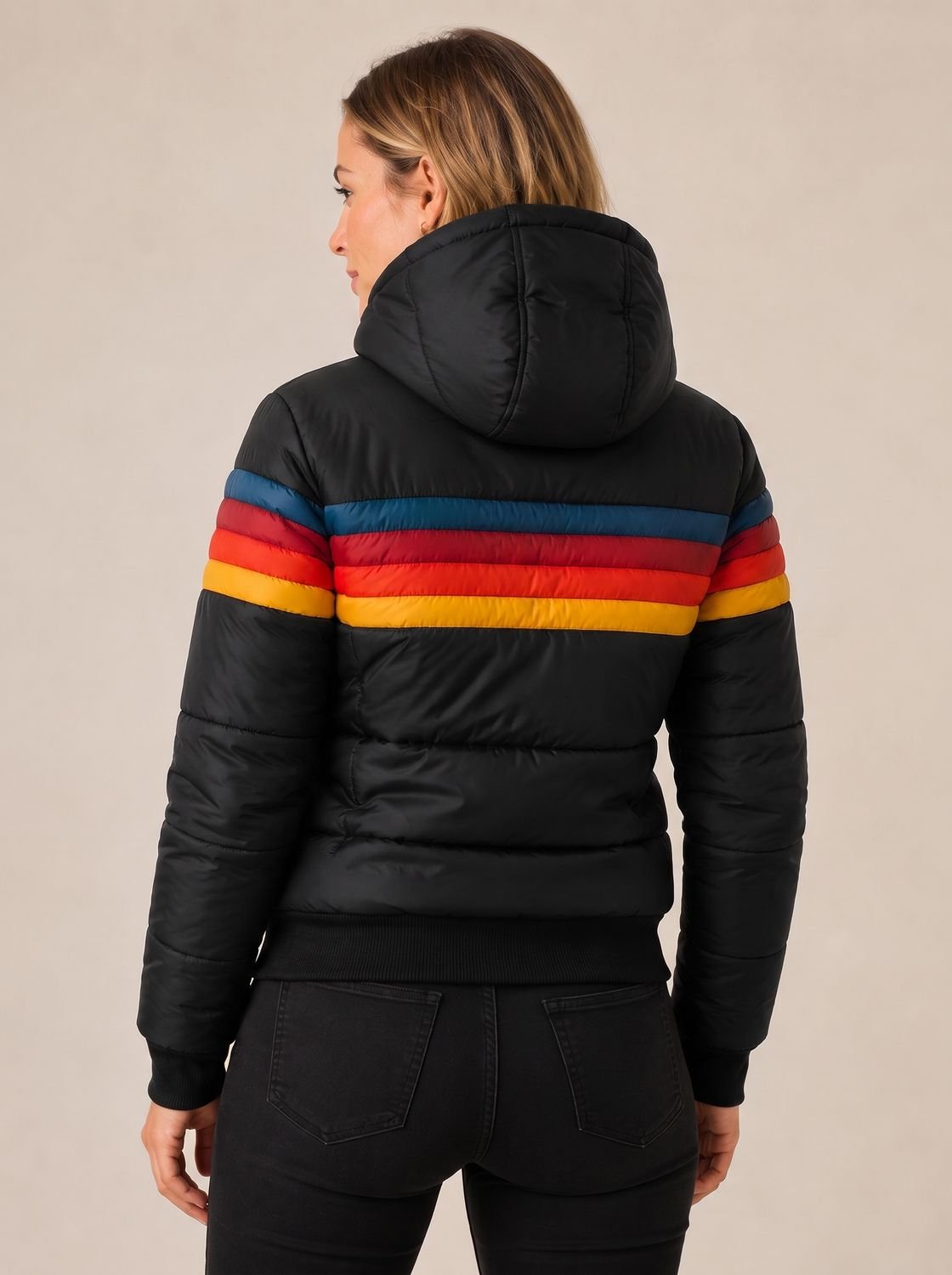 Women's Waterproof Hooded Puffer Jacket — Retro Color-Block 5