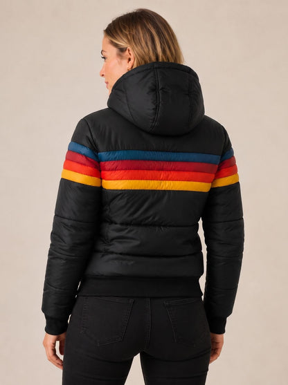 Women's Waterproof Hooded Puffer Jacket — Retro Color-Block 5