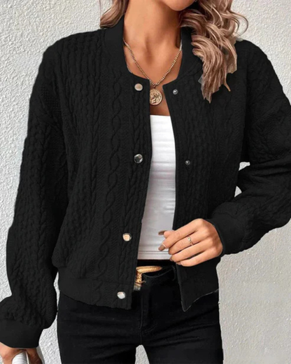 Zopfstrick Strickjacke Damen — Kurz mit Druckknöpfen 2